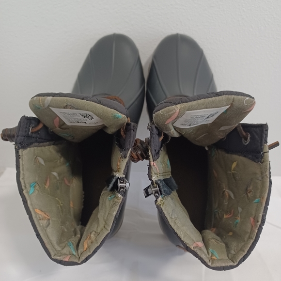 SPERRY  top side black rubber quilted duck boots zip and lace-up  size 9 - Picture 9 of 11